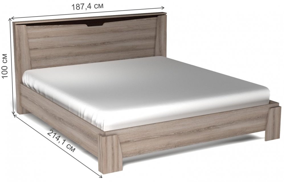 Двуспальная кровать Гарда люкс 180х200 с ПМ ясень таормина