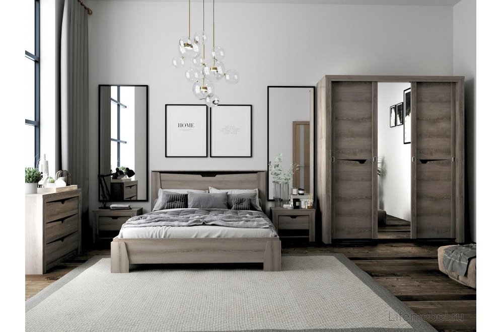 Двуспальная кровать Гарда люкс 180х200 с ПМ ясень таормина