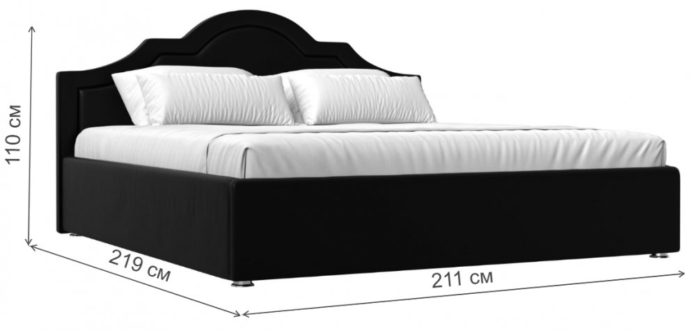 Двуспальная кровать Афина 180х200 с ПМ черная экокожа
