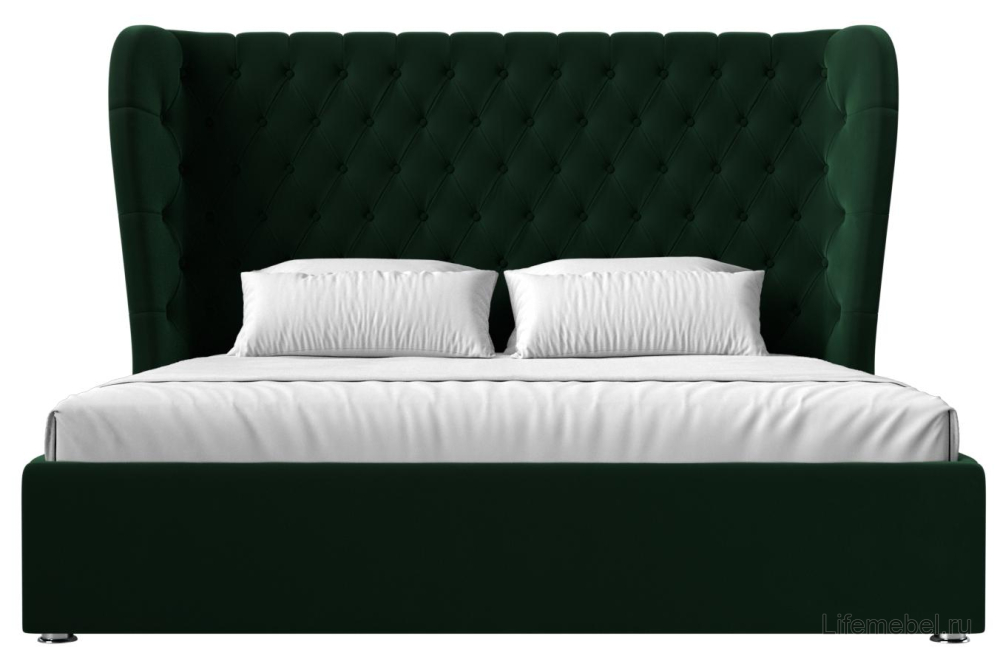 Двуспальная кровать Далия 180х200 с ПМ зеленый велюр
