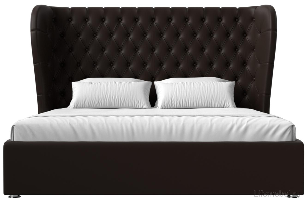 Двуспальная кровать Далия 200х200 с ПМ коричневая экокожа