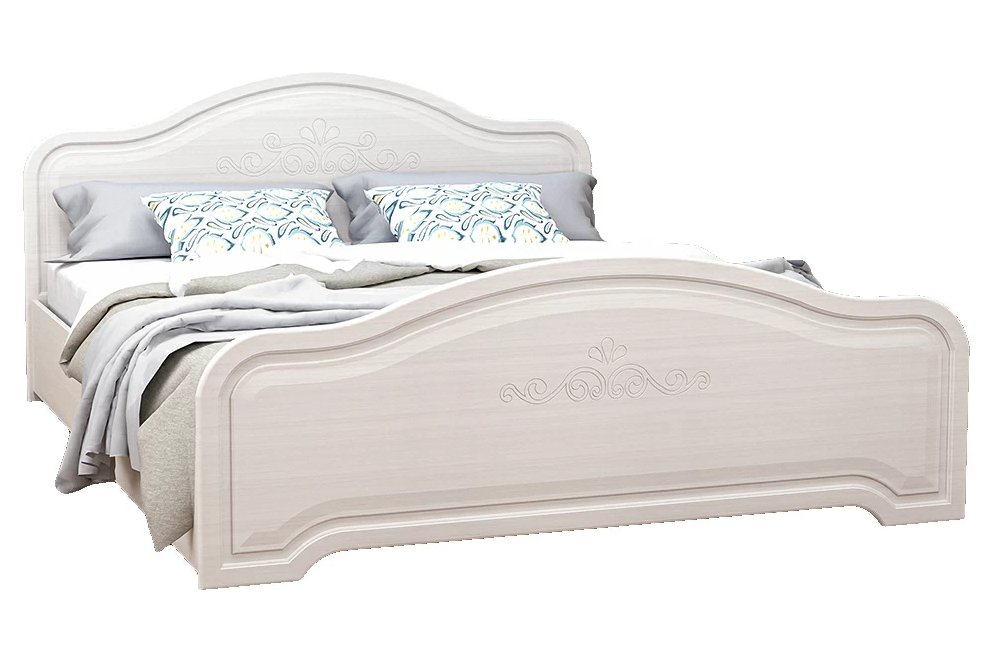 Двуспальная кровать с высоким изножьем Кэт-6 160х200 бодега / сандал белый