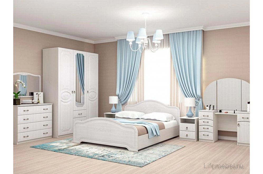 Двуспальная кровать с высоким изножьем Кэт-6 160х200 бодега / сандал белый