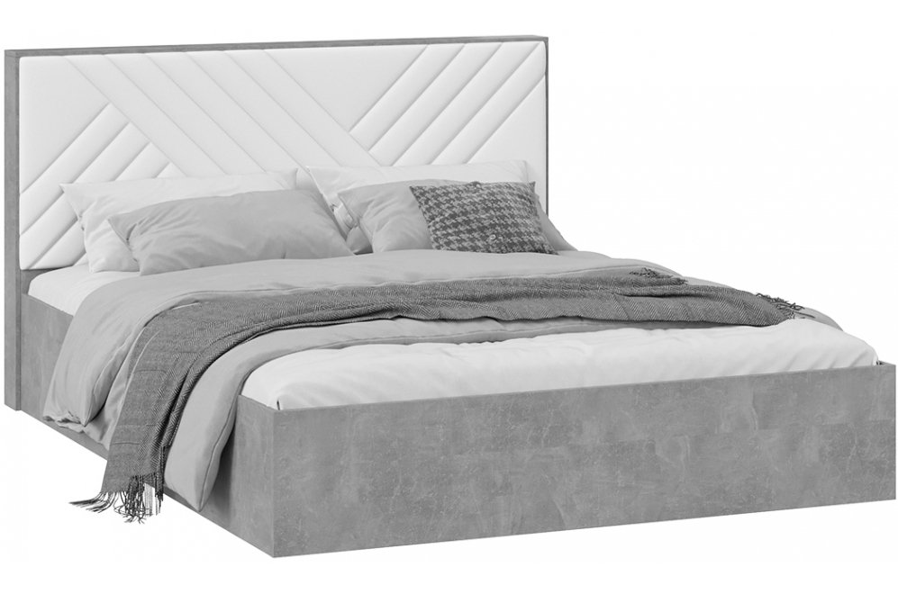 Двуспальная кровать Хилтон Тип 1 160х200 с ПМ ателье светлый / белый универсальная