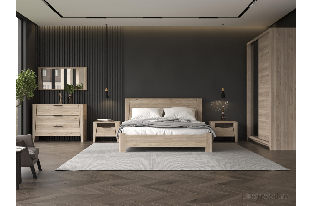 Двуспальная кровать Юта 160х200 дуб мария