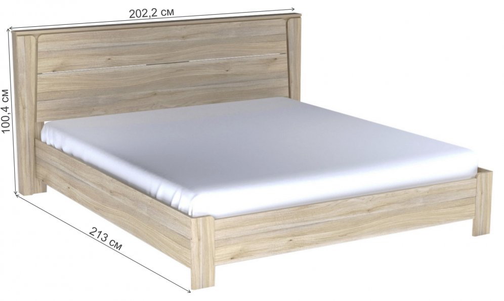 Двуспальная кровать Юта 180х200 дуб мария