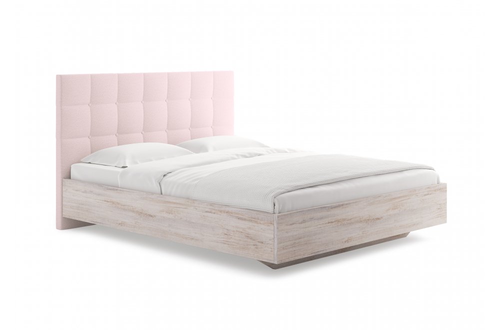 Двуспальная кровать Luiza 180x200 с основанием тедди розовый / ясмунд
