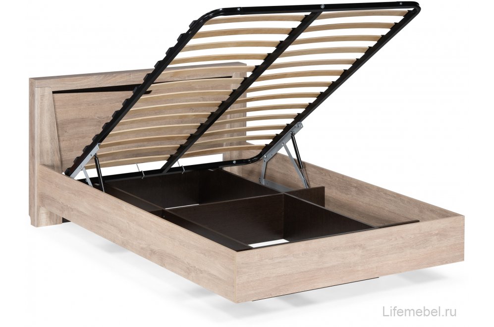 Двуспальная кровать Магантия 160х200 с ПМ парящая дуб баррик