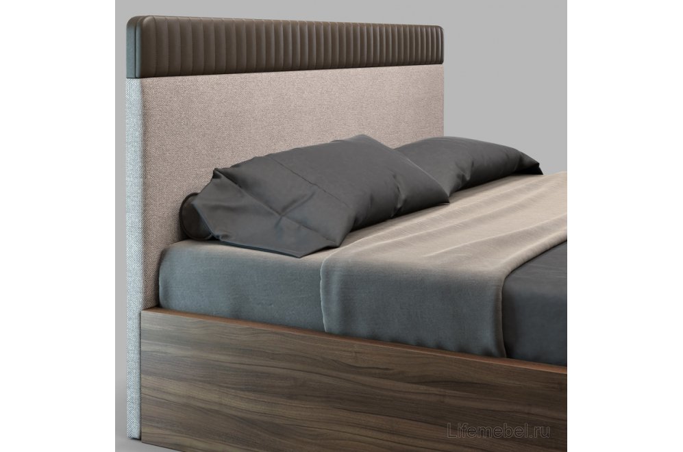 Двуспальная кровать Menorca MDI.BD.MN.2 180х200 с ПМ шпон ореха F V36F / экокожа PU162 82