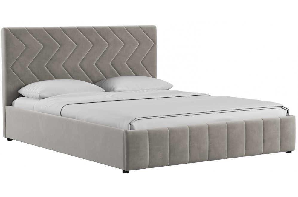 Двуспальная кровать Милана 160х200 с ПМ велюр Леон фог