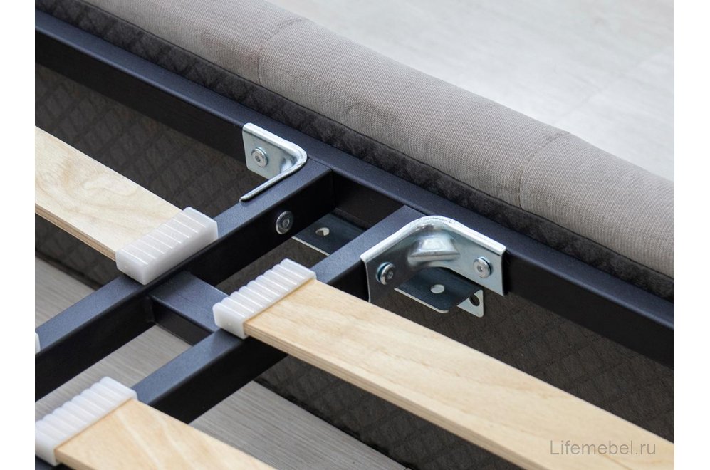 Двуспальная кровать Милана 160х200 с ПМ велюр Леон фог