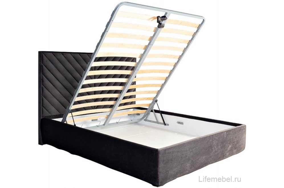 Двуспальная кровать Milano Basic 160х200 с ПМ велюр серый