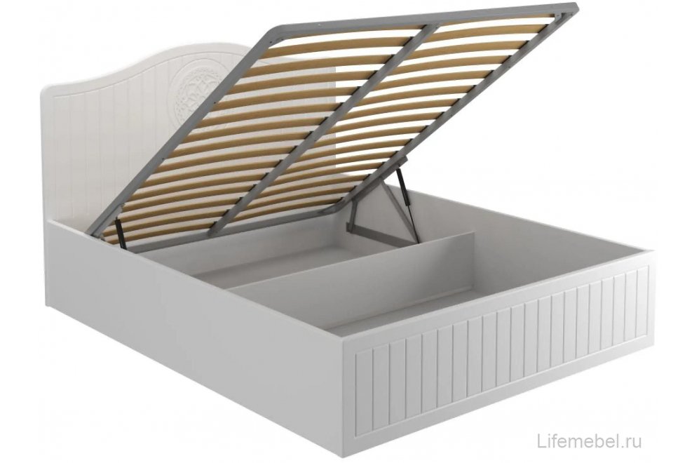 Двуспальная кровать Монблан МБ-606К 160х200 с ПМ белое дерево
