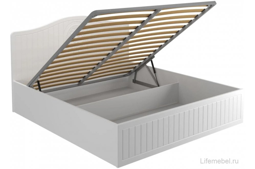 Двуспальная кровать Монблан МБ-607К 180х200 с ПМ белое дерево