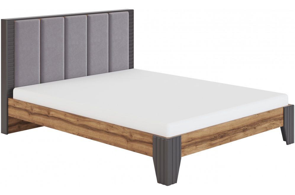 Двуспальная кровать Моника Мод. 2.3 с мягкой спинкой 180х200 без основания авелано / prima light grey