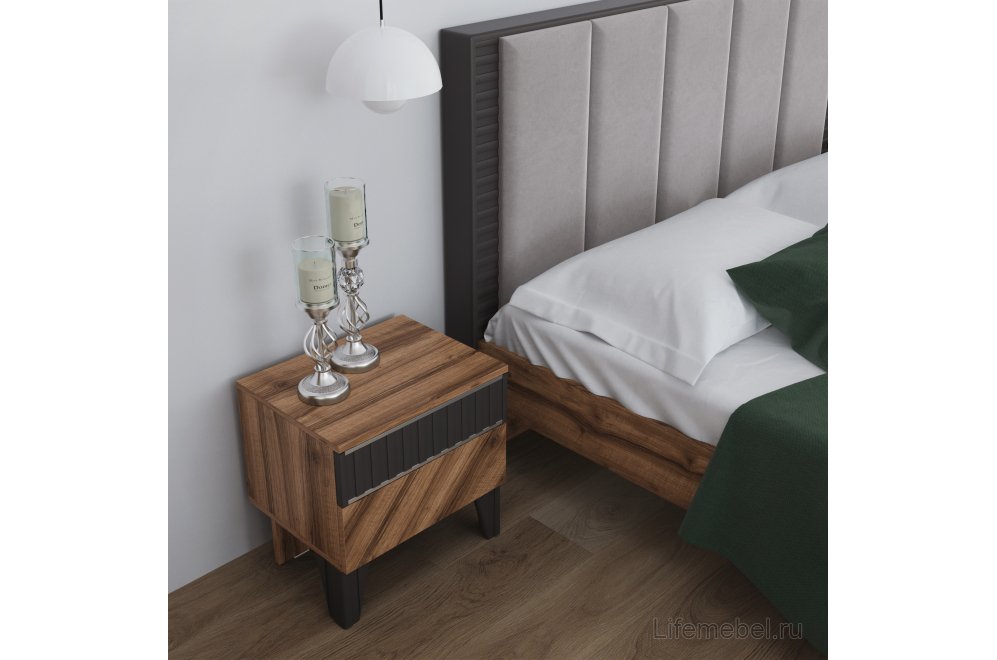 Двуспальная кровать Моника Мод. 2.3 с мягкой спинкой 180х200 без основания авелано / prima light grey