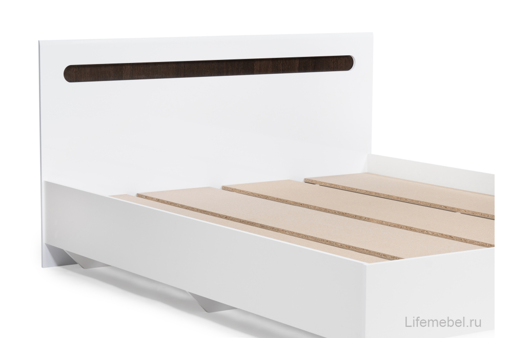 Двуспальная кровать Амбра 160х200 белый глянец / белый