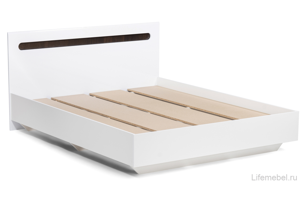 Двуспальная кровать Амбра 160х200 белый глянец / белый