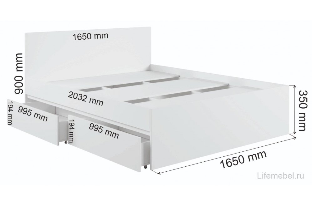 Двуспальная кровать Мадера 160х200 белый