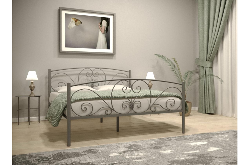 Двуспальная кровать Нерика 160х190 серый муар