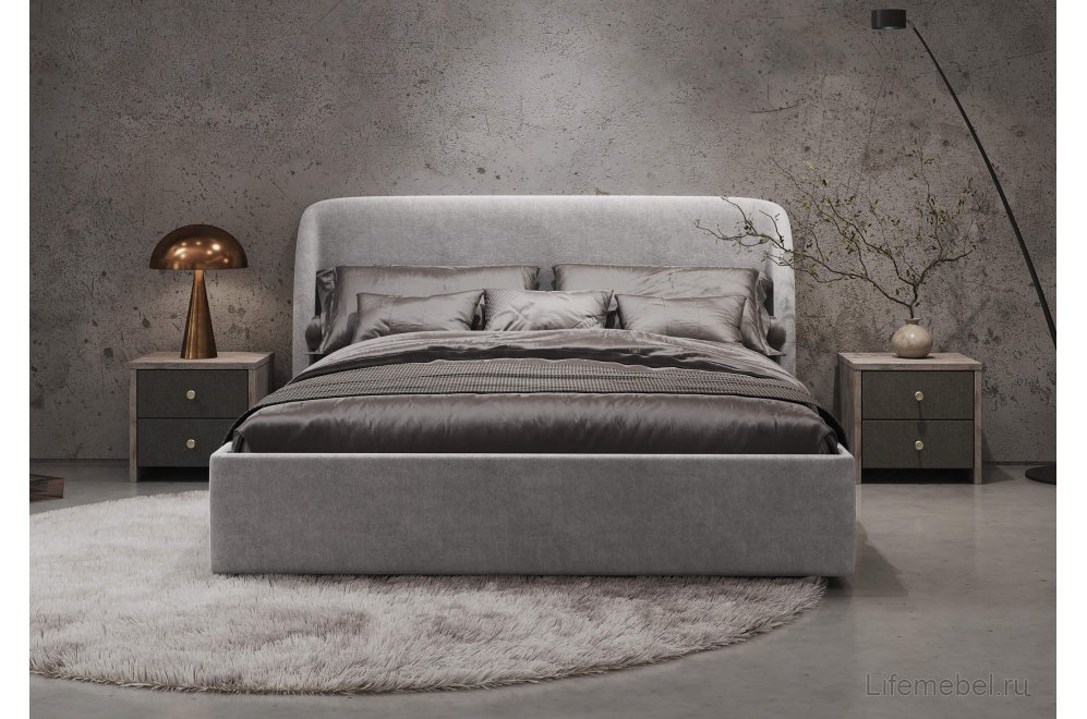 Двуспальная кровать Nicole 160х200 с основанием льняная рогожка