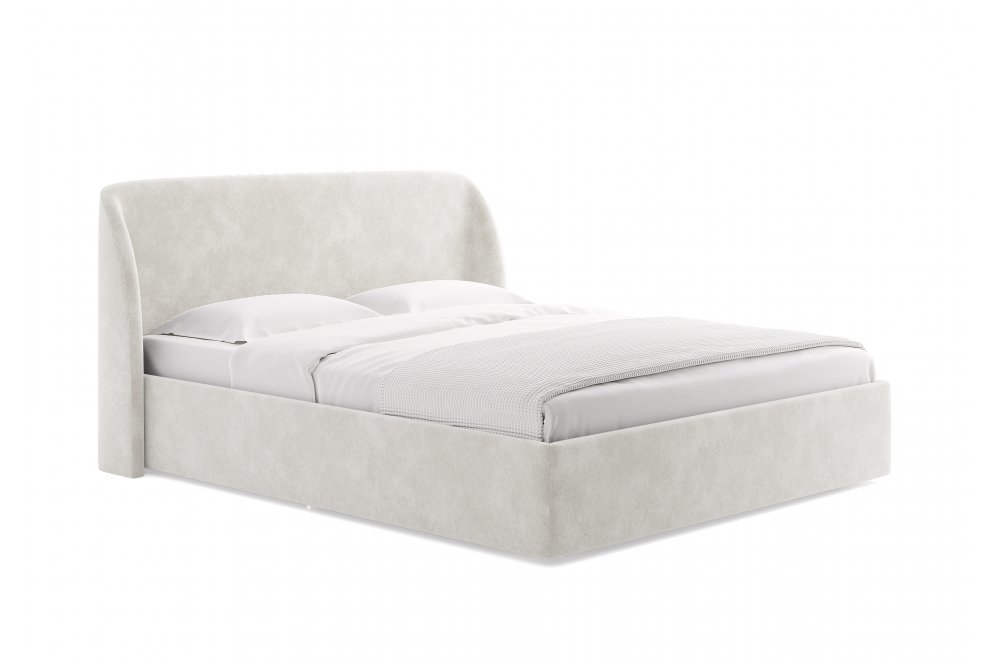 Двуспальная кровать Nicole 180х200 с основанием белый микровелюр