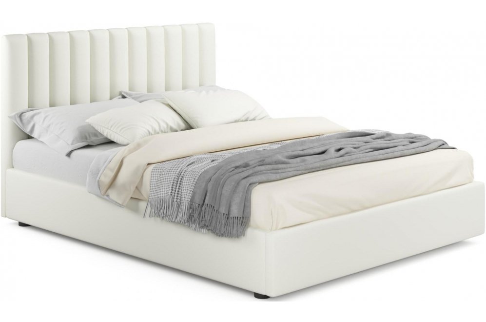 Двуспальная кровать Olivia 160х200 с ПМ бежевый велюр