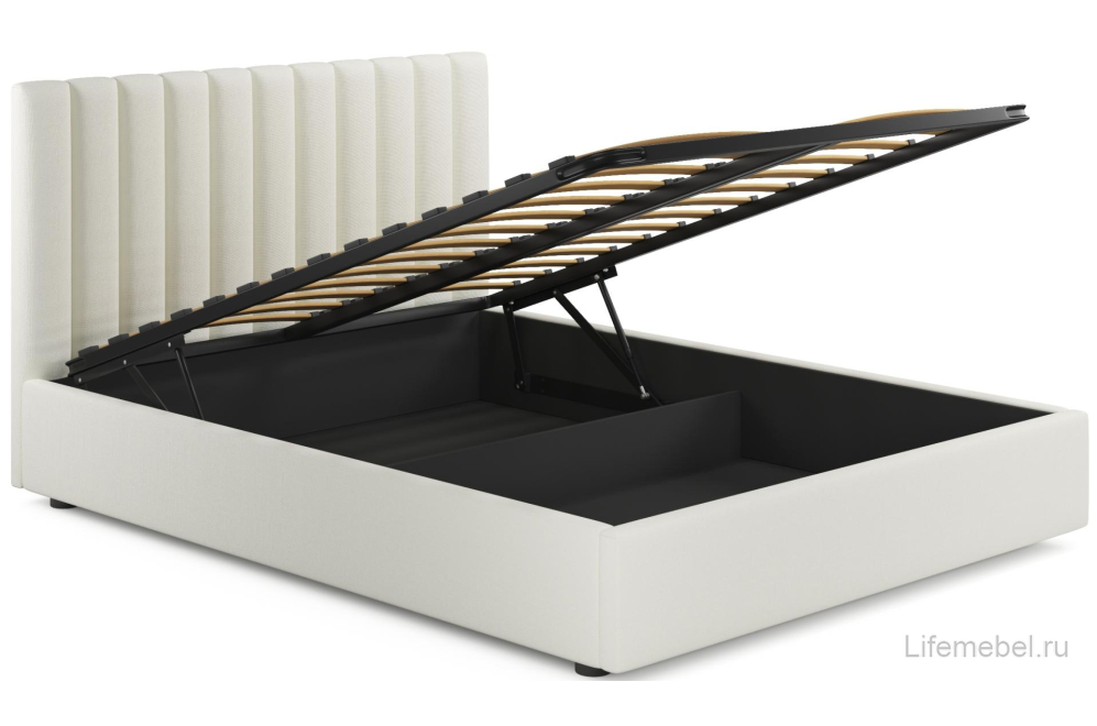 Двуспальная кровать Olivia 160х200 с ПМ бежевый велюр