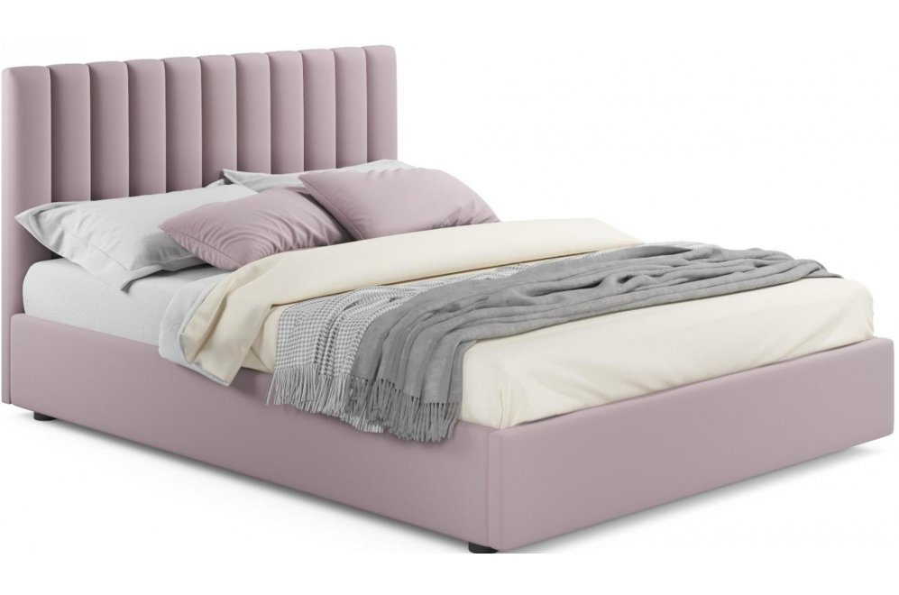 Двуспальная кровать Olivia 160х200 с ПМ лиловый велюр