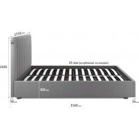 Двуспальная кровать Olivia 160х200 с ПМ серый велюр