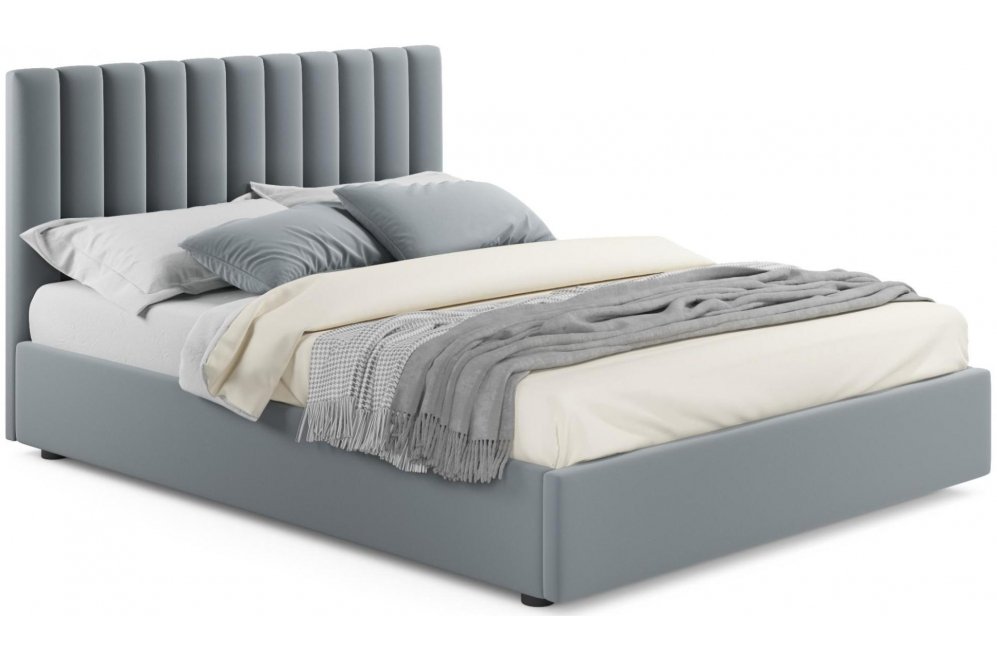 Двуспальная кровать Olivia 160х200 с ПМ серый велюр