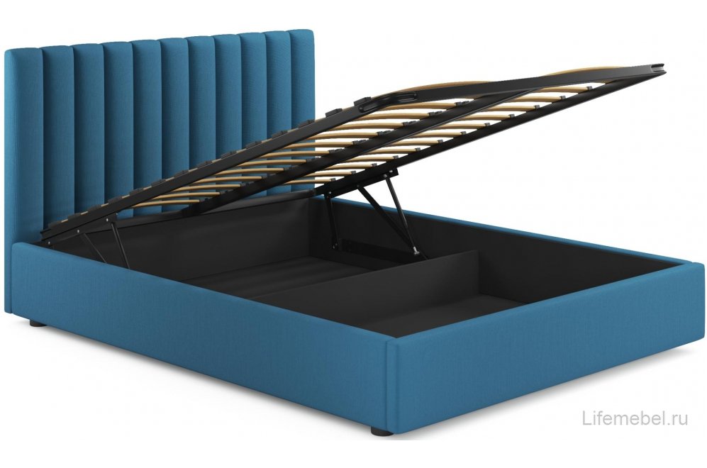 Двуспальная кровать Olivia 160х200 с ПМ синий велюр