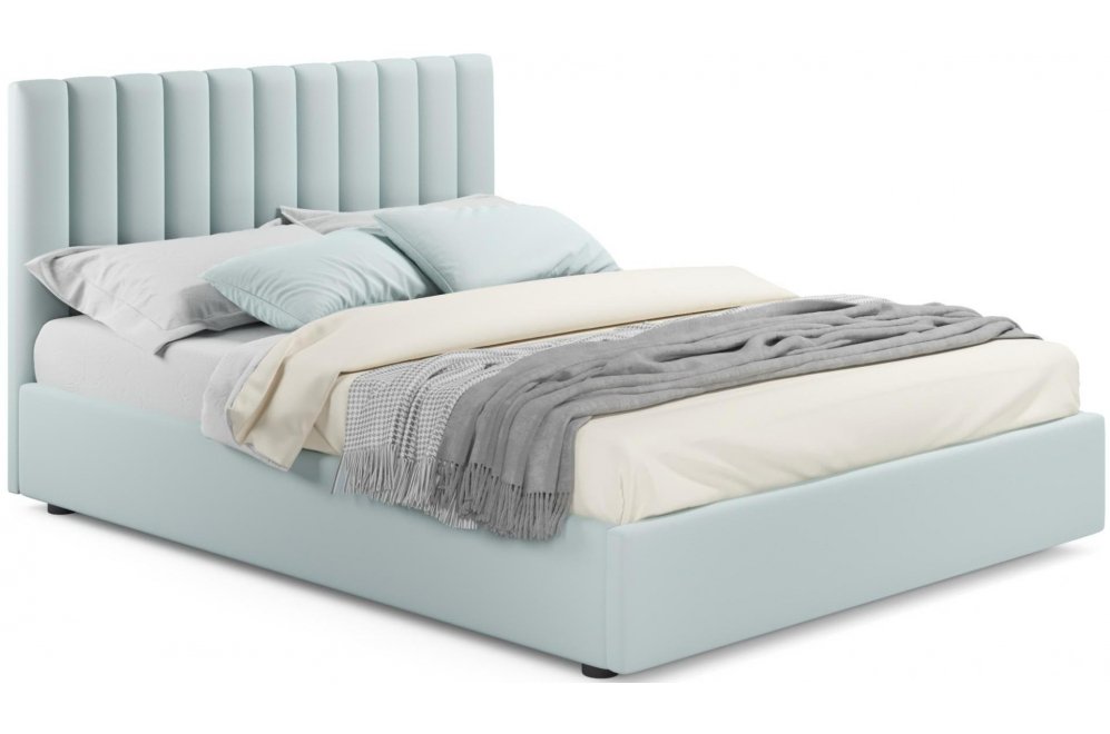 Двуспальная кровать Olivia 160х200 с ПМ велюр мята пастель