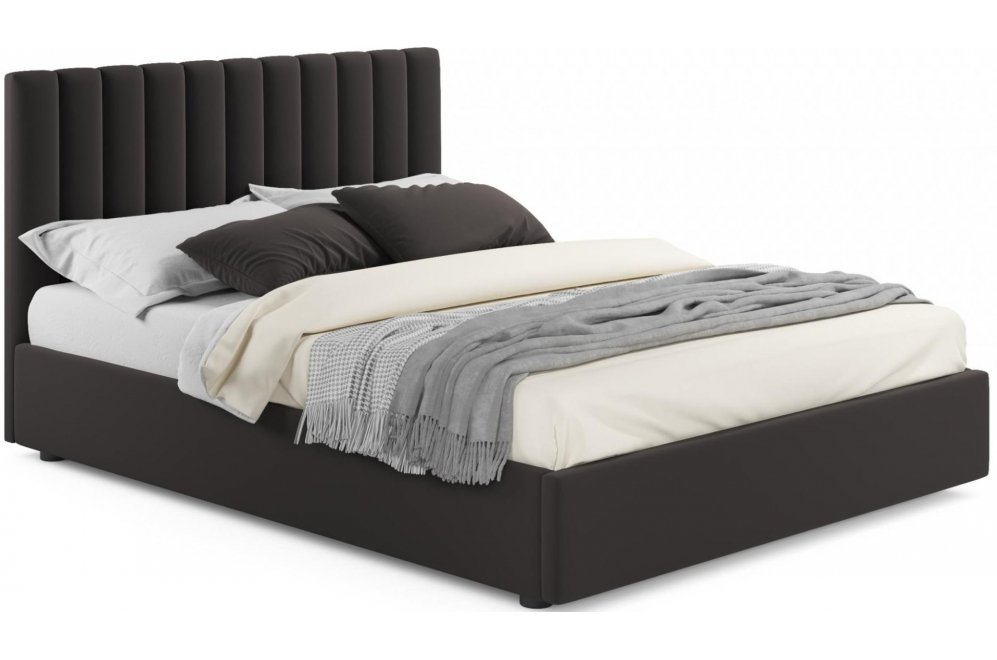 Двуспальная кровать Olivia 160х200 с ПМ велюр шоколад