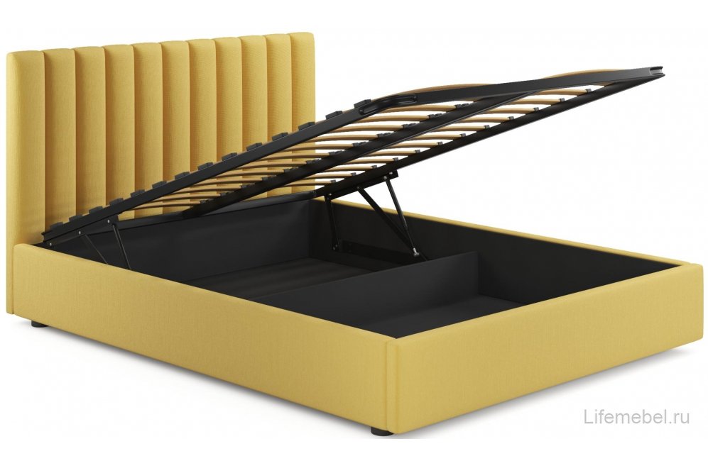 Двуспальная кровать Olivia 160х200 с ПМ желтый велюр