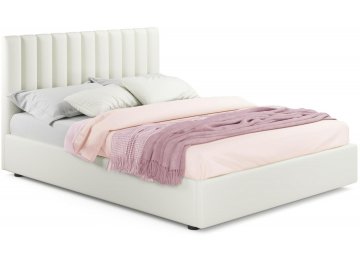 Двуспальная кровать Olivia 160х200 с ПМ синий велюр бежевый велюр