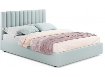 Двуспальная кровать Olivia 160х200 с ПМ серый велюр велюр мята пастель