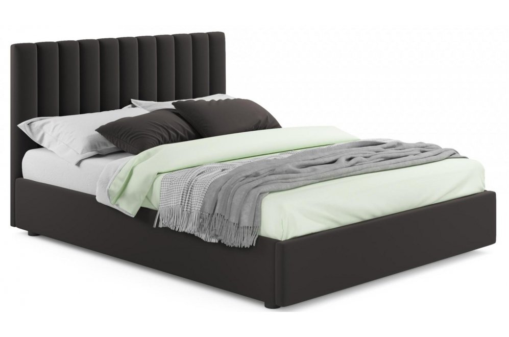 Двуспальная кровать Olivia 180х200 с ПМ велюр шоколад