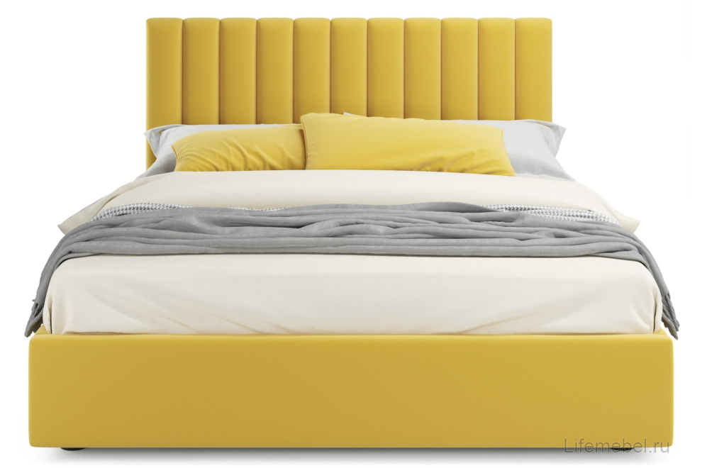 Двуспальная кровать Olivia 180х200 с ПМ желтый велюр