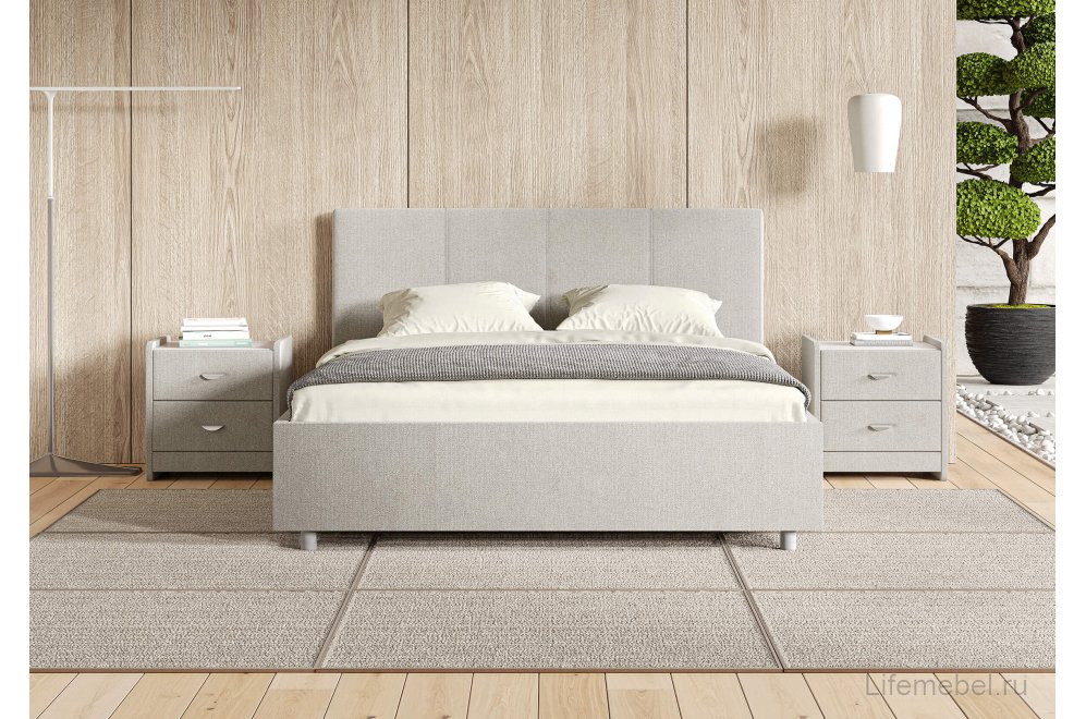 Двуспальная кровать Prato 160x200 с основанием Бентли серый