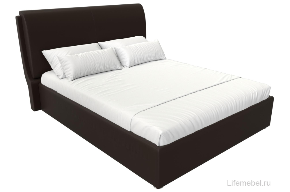 Двуспальная кровать Грант 160х200 с ПМ экокожа коричневая