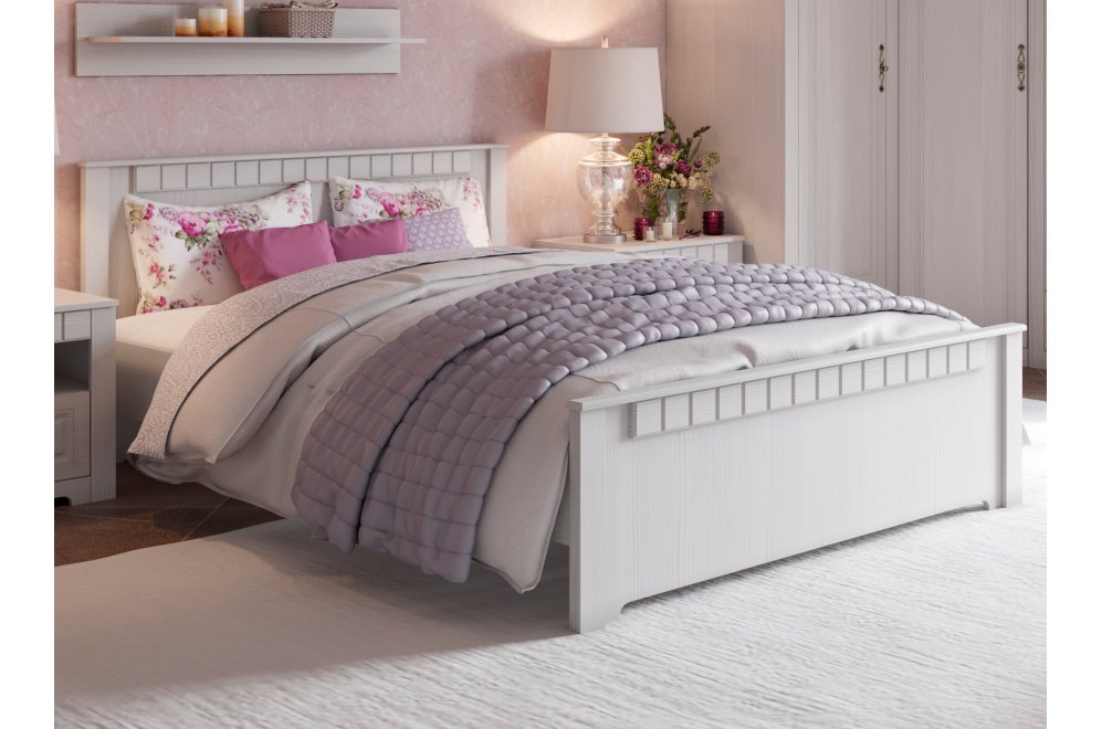 Двуспальная кровать Прованс 160х200 см бодега белая / патина премиум