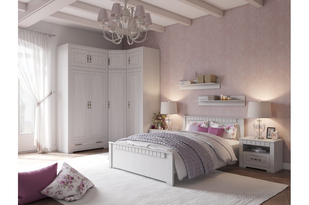 Двуспальная кровать Прованс 180х200 см бодега белая / патина премиум