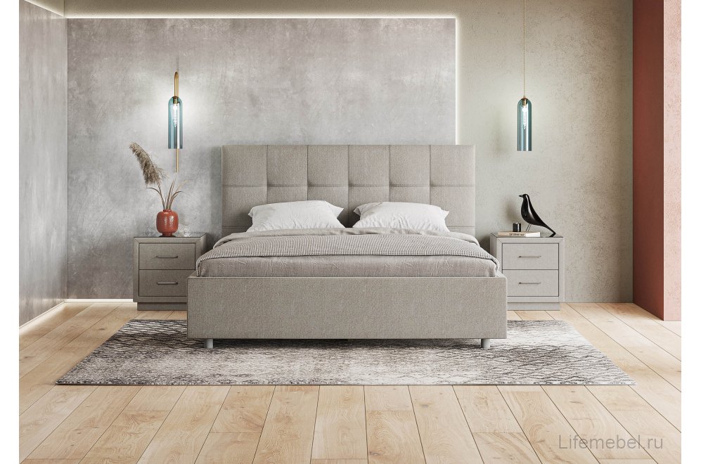 Двуспальная кровать Richmond 180x200 с основанием замша бежевый