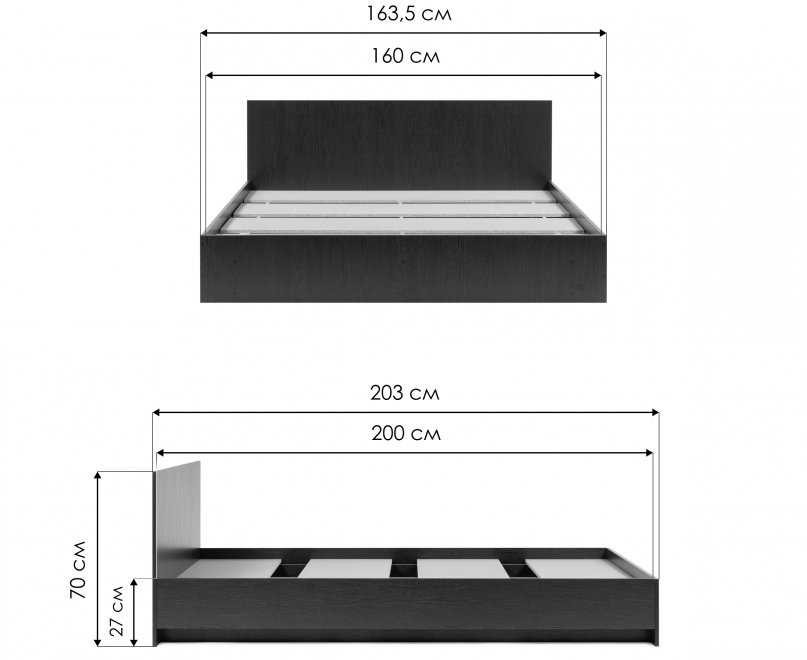 Двуспальная кровать Адайн 160х200 белое дерево / белое дерево