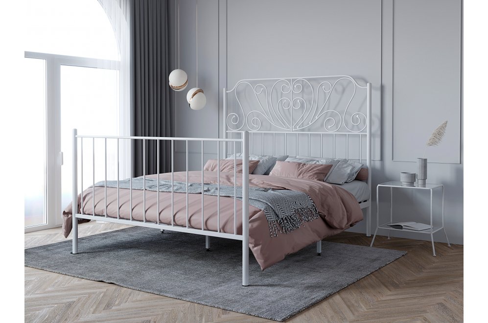 Двуспальная кровать Роза 160х190 белая