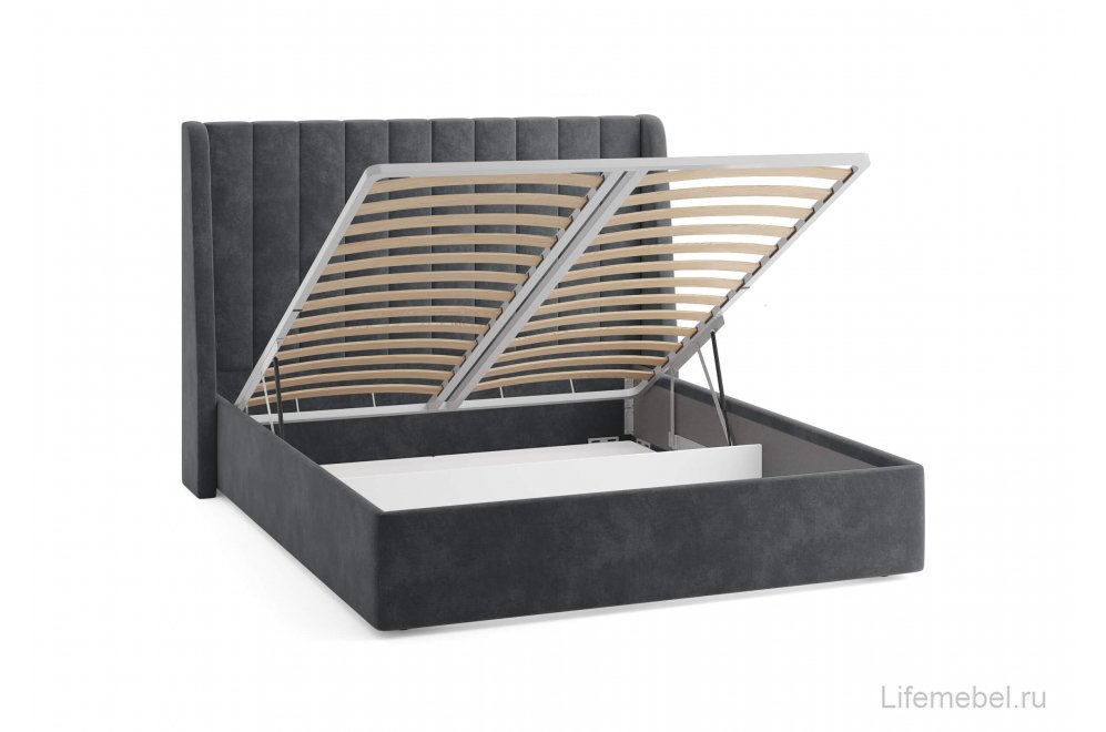 Двуспальная кровать Samanta 160x200 с основанием Велутто бежевый