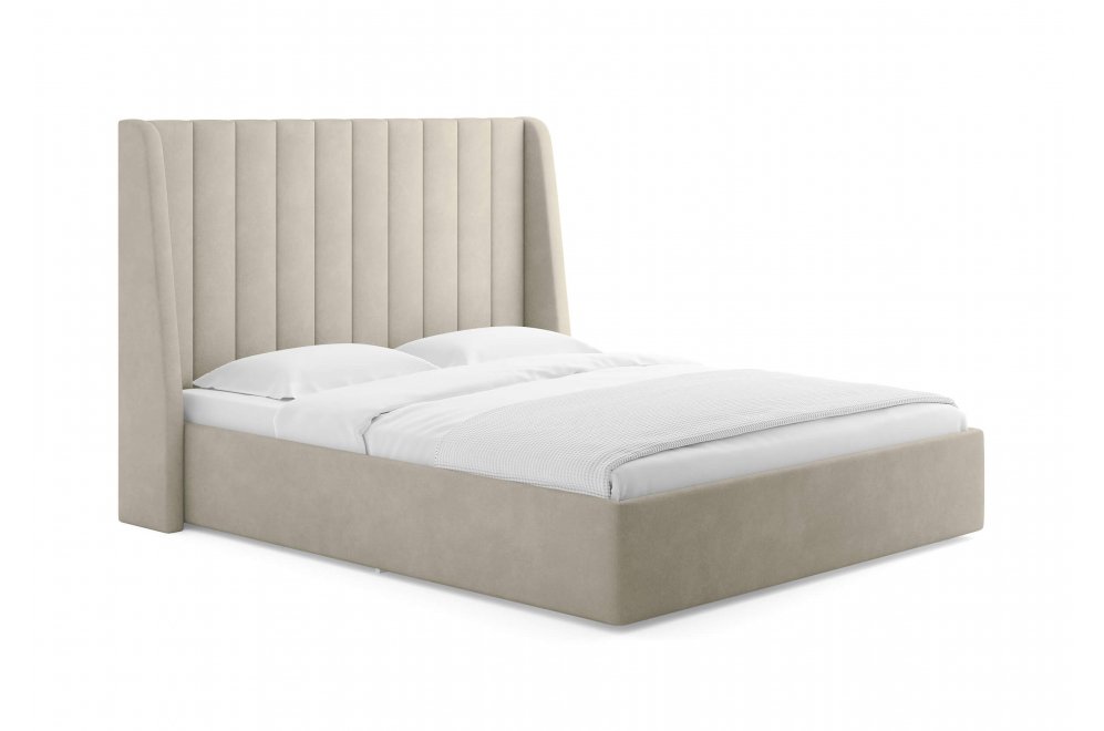 Двуспальная кровать Samanta 160x200 с основанием Замша бежевый