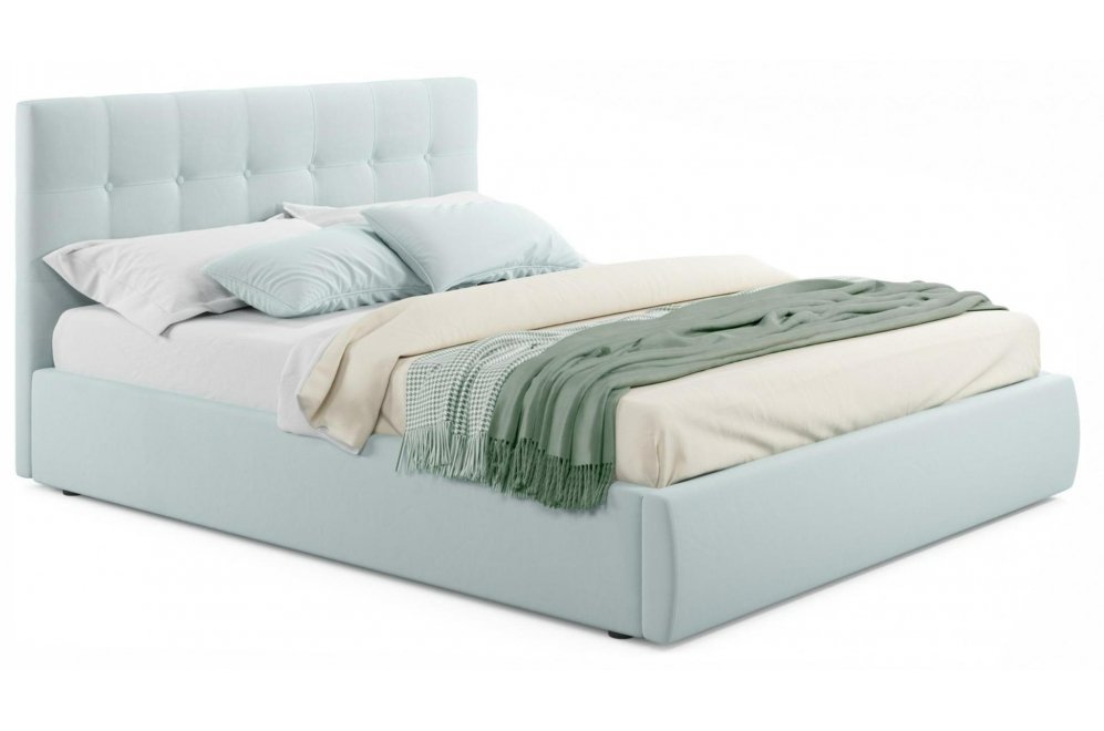 Двуспальная кровать Selesta 160х200 с ПМ велюр мята пастель