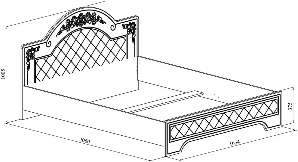 Двуспальная кровать Соня Премиум СО-323К 160х200 ясень патина